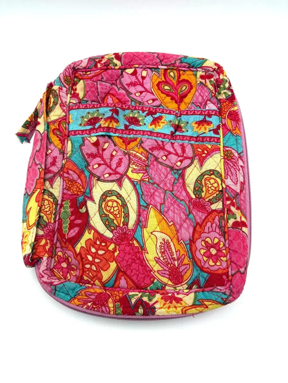 Quilted Pink Paisley Zipped Tablet/Book Case Cover Carrier